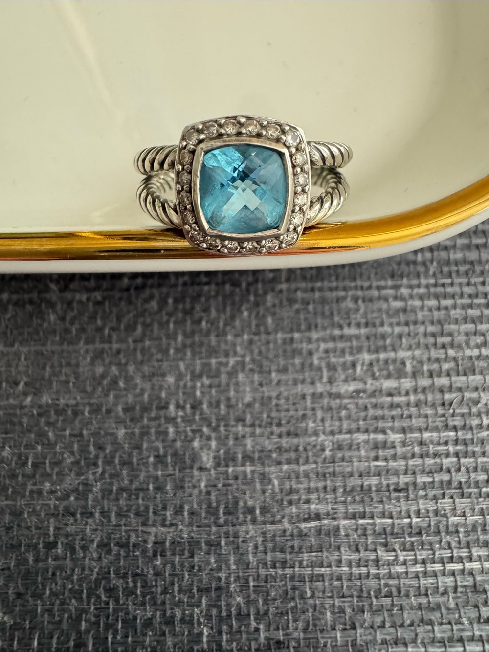 David Yurman PETITE ALBION® RING
Sterling Silver with Blue Topaz and Diamonds, - Picture 3 of 11